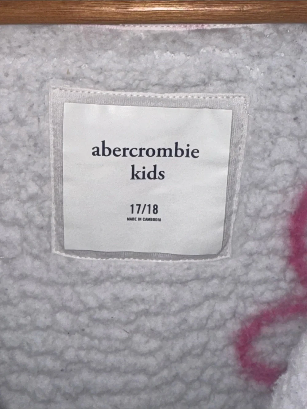 abercrombie kids Cream Sherpa Jacket with Pink Flower Print size 17/18